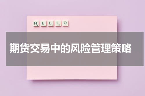  期货交易中的风险管理策略